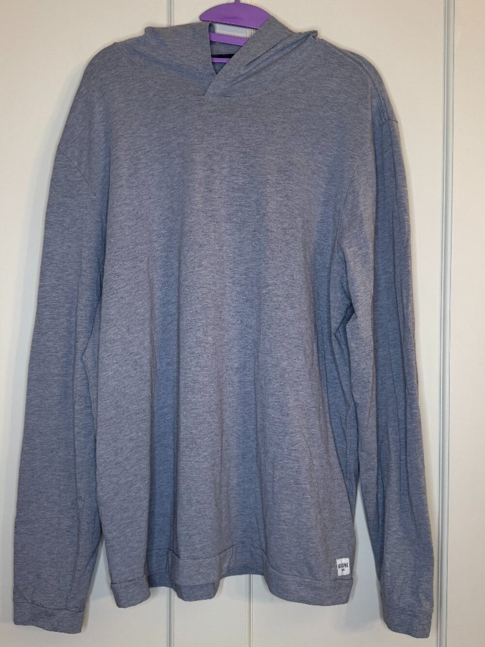 Rhone Element Lounge Hoodie Lightweight Performance Stretch Pullover Gray Large